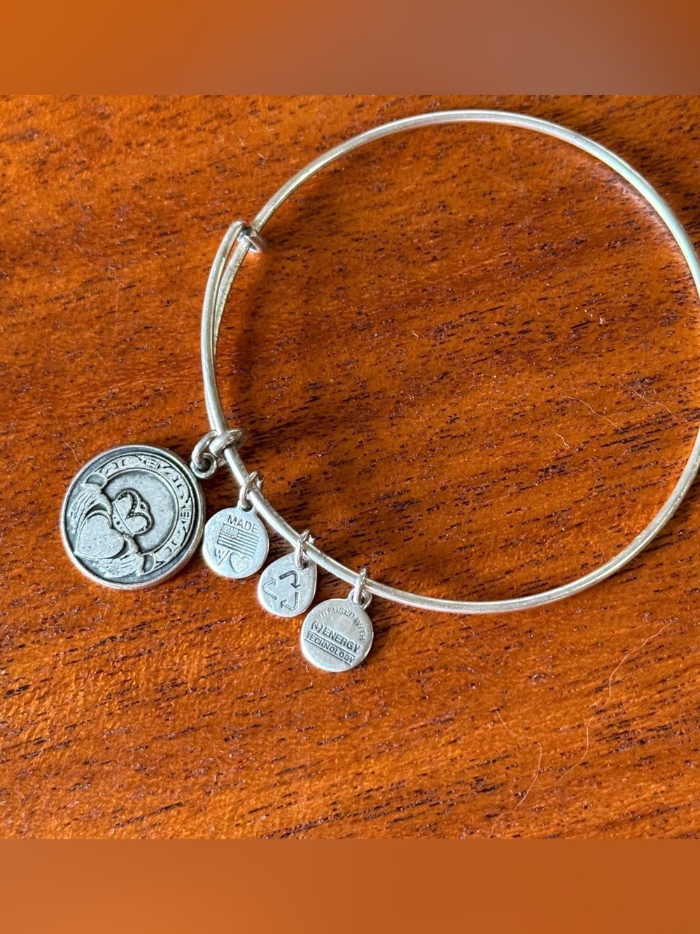 Alex and Ani Claddagh Charm Bangle Features Claddagh Symbol Pendant Silver Tone